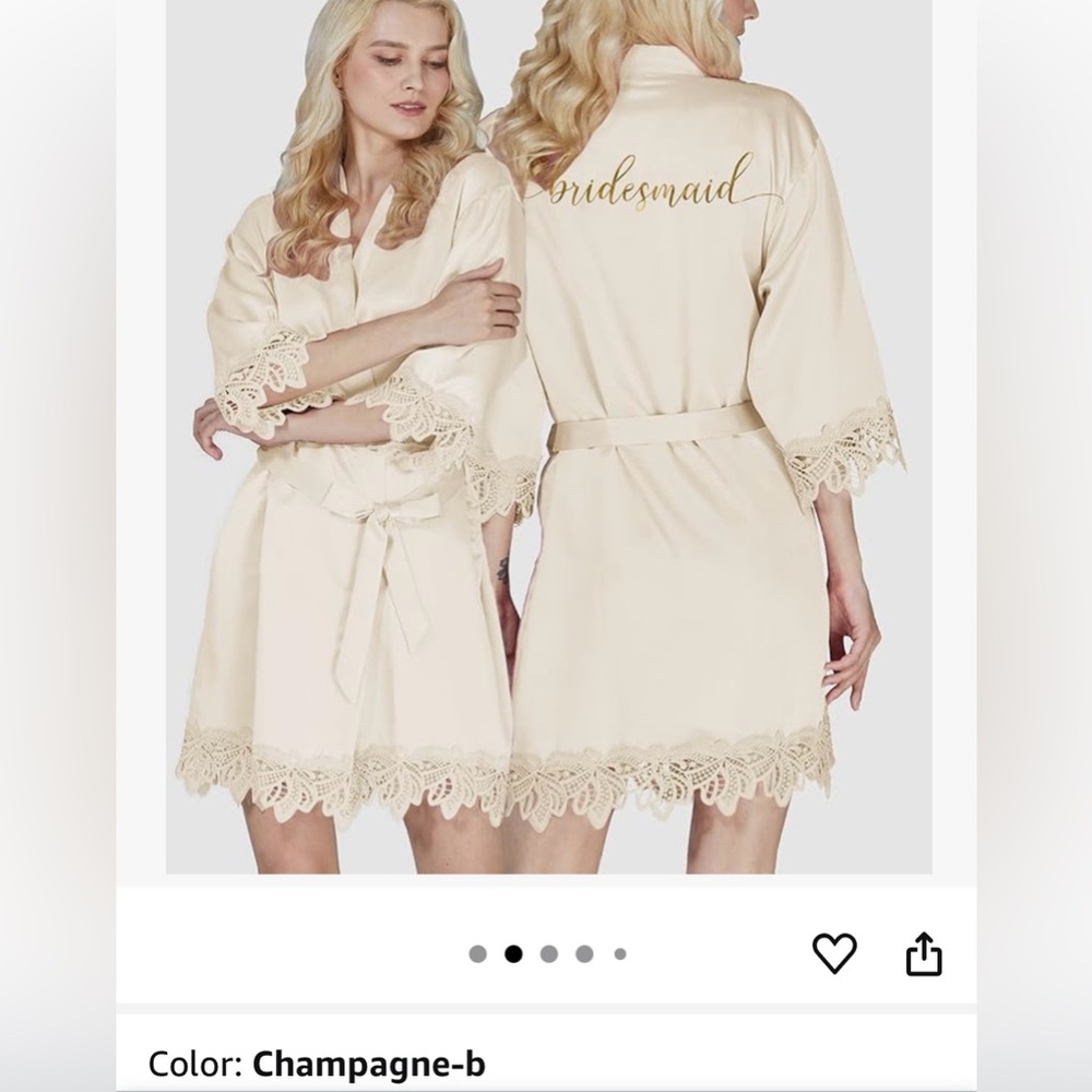 Elegant Cream Lace Trim Bridesmaid Robe